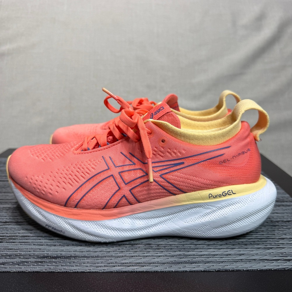 ASICS Gel-Nimbus 25 Shoes - Womens 6.5 - Orange Peach Papaya 1012B356 Running